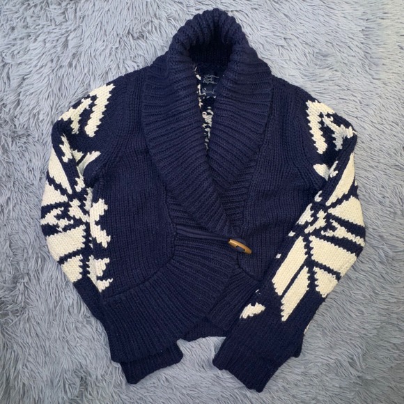 Vintage Y2K Large Navy Shawl Cardigan Toggle Sweater American Eagle Bella Elena - Picture 11 of 12